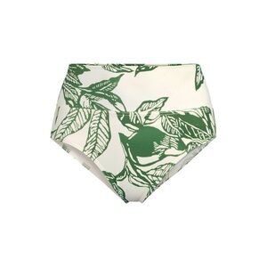 Land's End high waist convertible bikini bottoms green etched leaves egret 10
